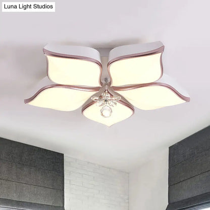 Lámpara de techo contemporánea DecorBites™ con forma de flor: Lámpara de techo empotrada de acrílico blanco con colgante de cristal para sala de estar