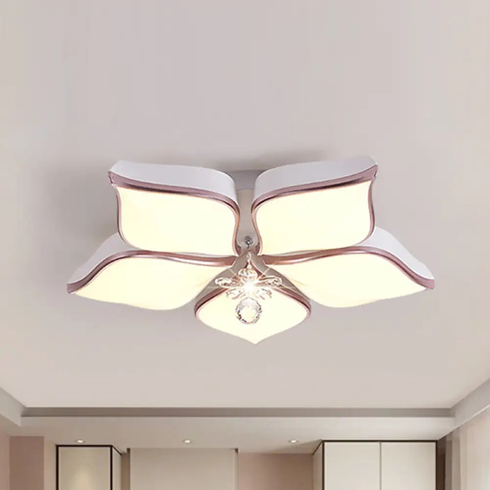 Lámpara de techo contemporánea DecorBites™ con forma de flor: Lámpara de techo empotrada de acrílico blanco con colgante de cristal para sala de estar