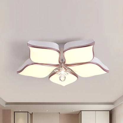 Lámpara de techo contemporánea DecorBites™ con forma de flor: Lámpara de techo empotrada de acrílico blanco con colgante de cristal para sala de estar