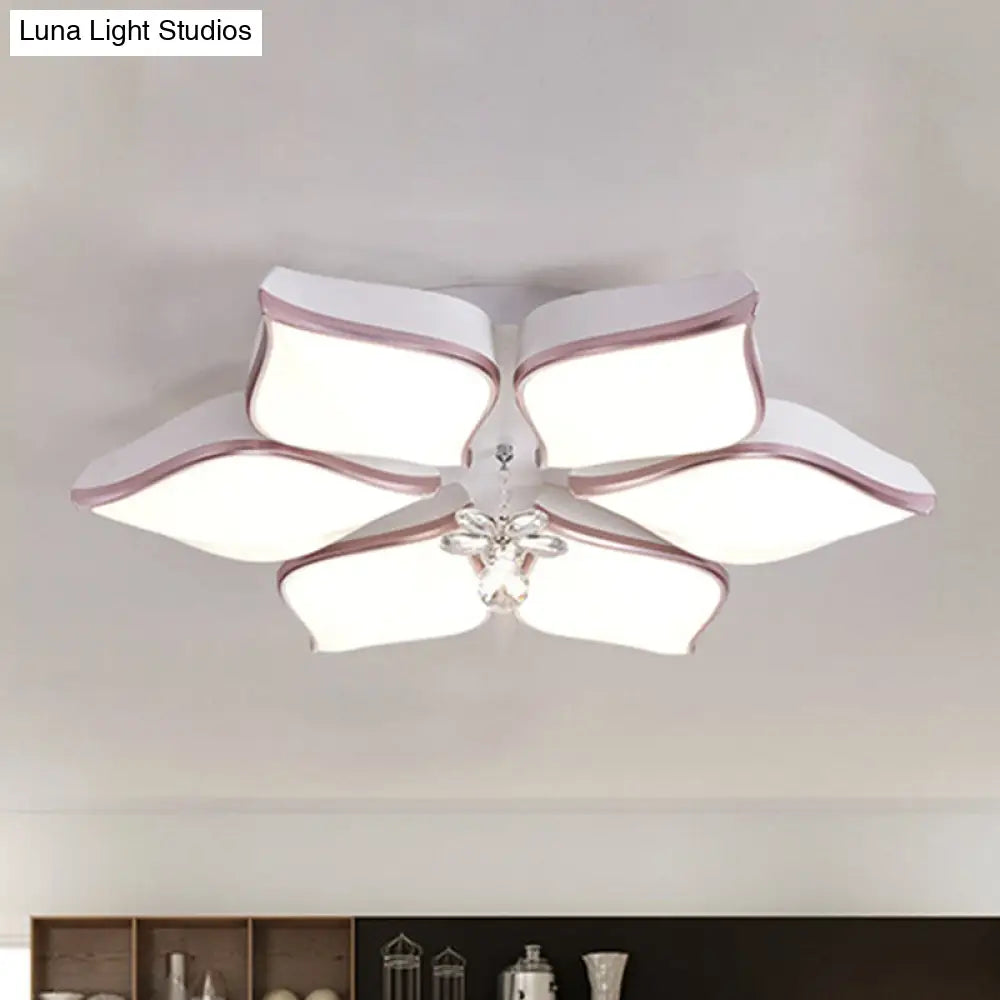 Lámpara de techo contemporánea DecorBites™ con forma de flor: Lámpara de techo empotrada de acrílico blanco con colgante de cristal para sala de estar