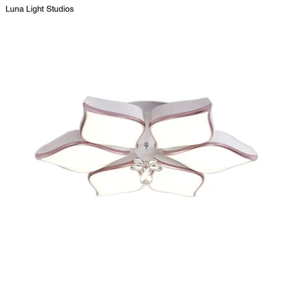 Lámpara de techo contemporánea DecorBites™ con forma de flor: Lámpara de techo empotrada de acrílico blanco con colgante de cristal para sala de estar