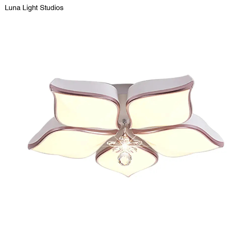 Lámpara de techo contemporánea DecorBites™ con forma de flor: Lámpara de techo empotrada de acrílico blanco con colgante de cristal para sala de estar