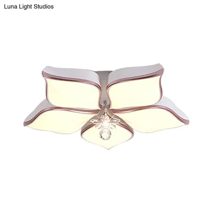 Lámpara de techo contemporánea DecorBites™ con forma de flor: Lámpara de techo empotrada de acrílico blanco con colgante de cristal para sala de estar