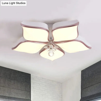 Lámpara de techo contemporánea DecorBites™ con forma de flor: Lámpara de techo empotrada de acrílico blanco con colgante de cristal para sala de estar