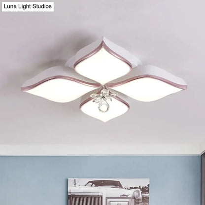 Lámpara de techo contemporánea DecorBites™ con forma de flor: Lámpara de techo empotrada de acrílico blanco con colgante de cristal para sala de estar