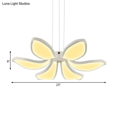 Lámpara de techo colgante de acrílico con forma de flor contemporánea - 6/8 luces LED blancas - Lámpara de techo colgante con múltiples variaciones de luz