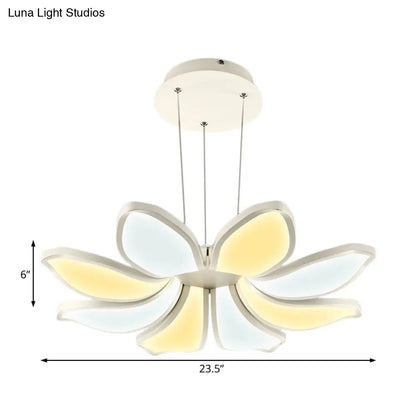 Lámpara de techo colgante de acrílico con forma de flor contemporánea - 6/8 luces LED blancas - Lámpara de techo colgante con múltiples variaciones de luz