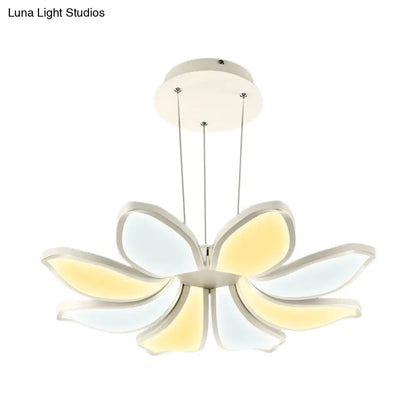 Lámpara de techo colgante de acrílico con forma de flor contemporánea - 6/8 luces LED blancas - Lámpara de techo colgante con múltiples variaciones de luz