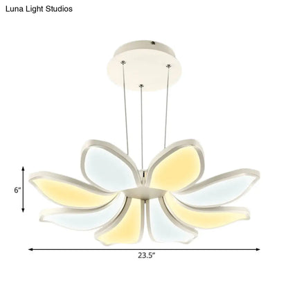 Lámpara de techo colgante de acrílico con forma de flor contemporánea - 6/8 luces LED blancas - Lámpara de techo colgante con múltiples variaciones de luz