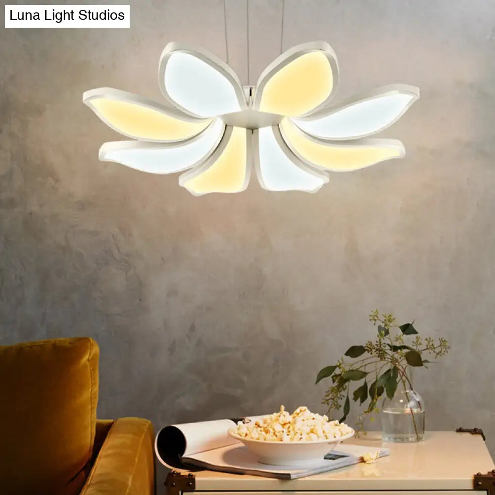 Lámpara de techo colgante de acrílico con forma de flor contemporánea - 6/8 luces LED blancas - Lámpara de techo colgante con múltiples variaciones de luz