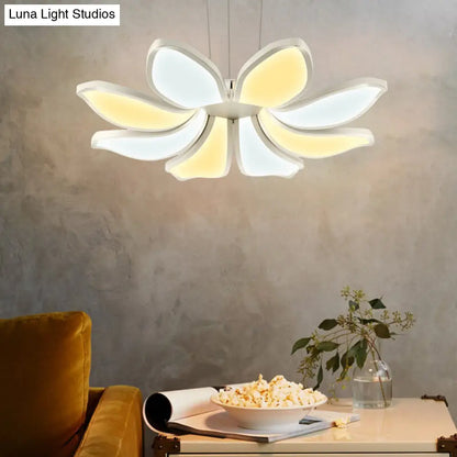 Lámpara de techo colgante de acrílico con forma de flor contemporánea - 6/8 luces LED blancas - Lámpara de techo colgante con múltiples variaciones de luz