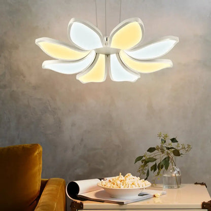 Lámpara de techo colgante de acrílico con forma de flor contemporánea - 6/8 luces LED blancas - Lámpara de techo colgante con múltiples variaciones de luz