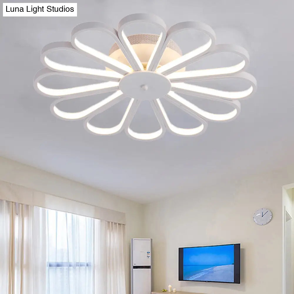Lámpara de techo semiempotrada LED DecorBites™ con forma de flor contemporánea en acrílico blanco/tono cálido