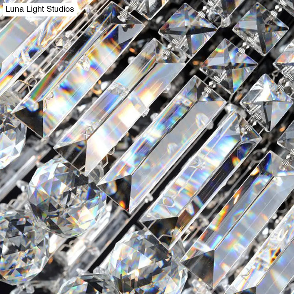 DecorBites™ DecorBites™ Contemporary Flush Light with Faceted Crystal and 2/4 Heads - Rectangle Corridor Ceiling Mounted Light in Black/White