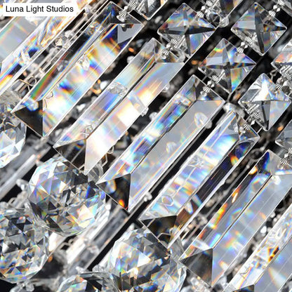 DecorBites™ DecorBites™ Contemporary Flush Light with Faceted Crystal and 2/4 Heads - Rectangle Corridor Ceiling Mounted Light in Black/White