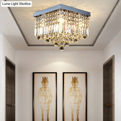 DecorBites™ DecorBites™ Contemporary Flush Light with Faceted Crystal and 2/4 Heads - Rectangle Corridor Ceiling Mounted Light in Black/White