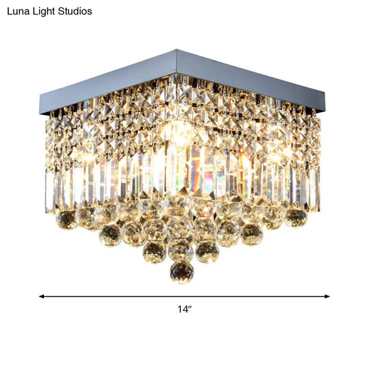 DecorBites™ DecorBites™ Contemporary Flush Light with Faceted Crystal and 2/4 Heads - Rectangle Corridor Ceiling Mounted Light in Black/White