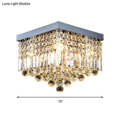 DecorBites™ DecorBites™ Contemporary Flush Light with Faceted Crystal and 2/4 Heads - Rectangle Corridor Ceiling Mounted Light in Black/White