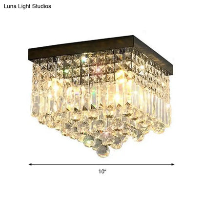 DecorBites™ DecorBites™ Contemporary Flush Light with Faceted Crystal and 2/4 Heads - Rectangle Corridor Ceiling Mounted Light in Black/White