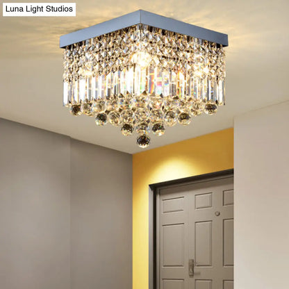 DecorBites™ DecorBites™ Contemporary Flush Light with Faceted Crystal and 2/4 Heads - Rectangle Corridor Ceiling Mounted Light in Black/White