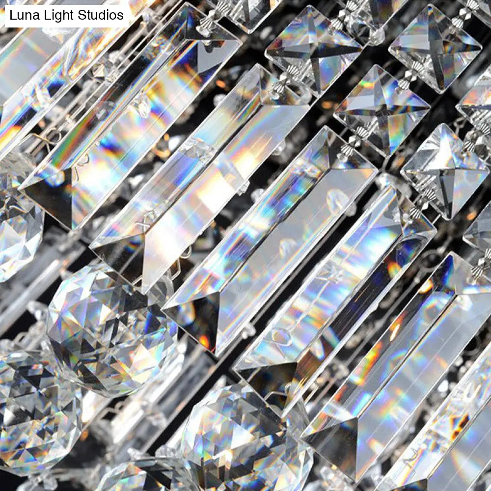 DecorBites™ DecorBites™ Contemporary Flush Light with Faceted Crystal and 2/4 Heads - Rectangle Corridor Ceiling Mounted Light in Black/White