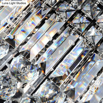 DecorBites™ DecorBites™ Contemporary Flush Light with Faceted Crystal and 2/4 Heads - Rectangle Corridor Ceiling Mounted Light in Black/White