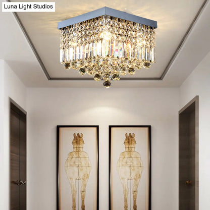 DecorBites™ DecorBites™ Contemporary Flush Light with Faceted Crystal and 2/4 Heads - Rectangle Corridor Ceiling Mounted Light in Black/White