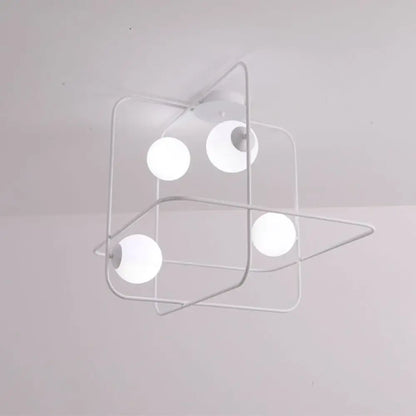 Lámpara de techo contemporánea DecorBites™ con 4 cabezales, cristal blanco mate, acabado negro/blanco/dorado