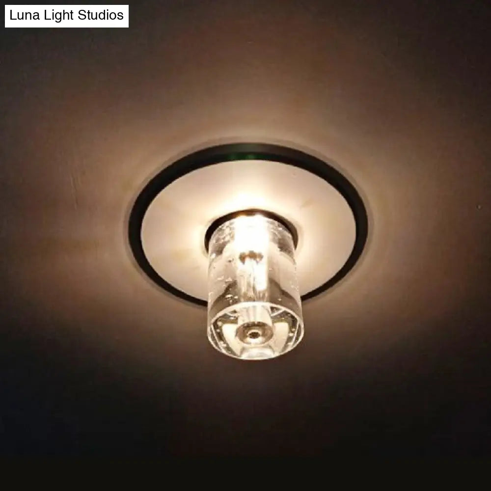 DecorBites™ DecorBites™ Contemporary Flush Mount LED Hallway Ceiling Light with Clear Crystal Cylinder Shade
