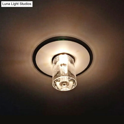 DecorBites™ DecorBites™ Contemporary Flush Mount LED Hallway Ceiling Light with Clear Crystal Cylinder Shade