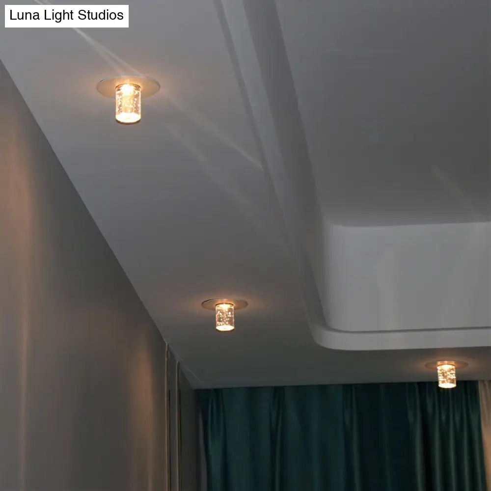 DecorBites™ DecorBites™ Contemporary Flush Mount LED Hallway Ceiling Light with Clear Crystal Cylinder Shade