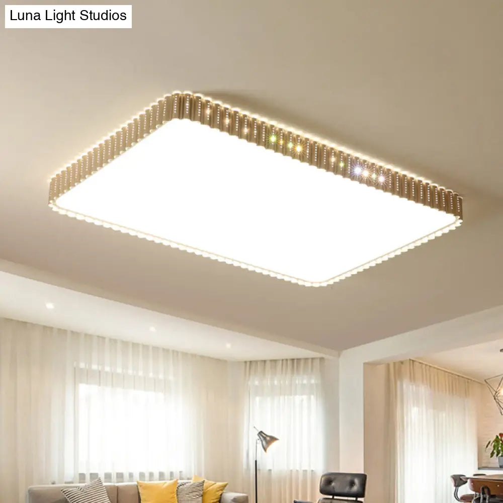 Lámpara de techo LED contemporánea empotrada DecorBites™ - Lámpara rectangular blanca/dorada, pantalla acrílica, luz cálida/blanca, 48/95 cm de ancho
