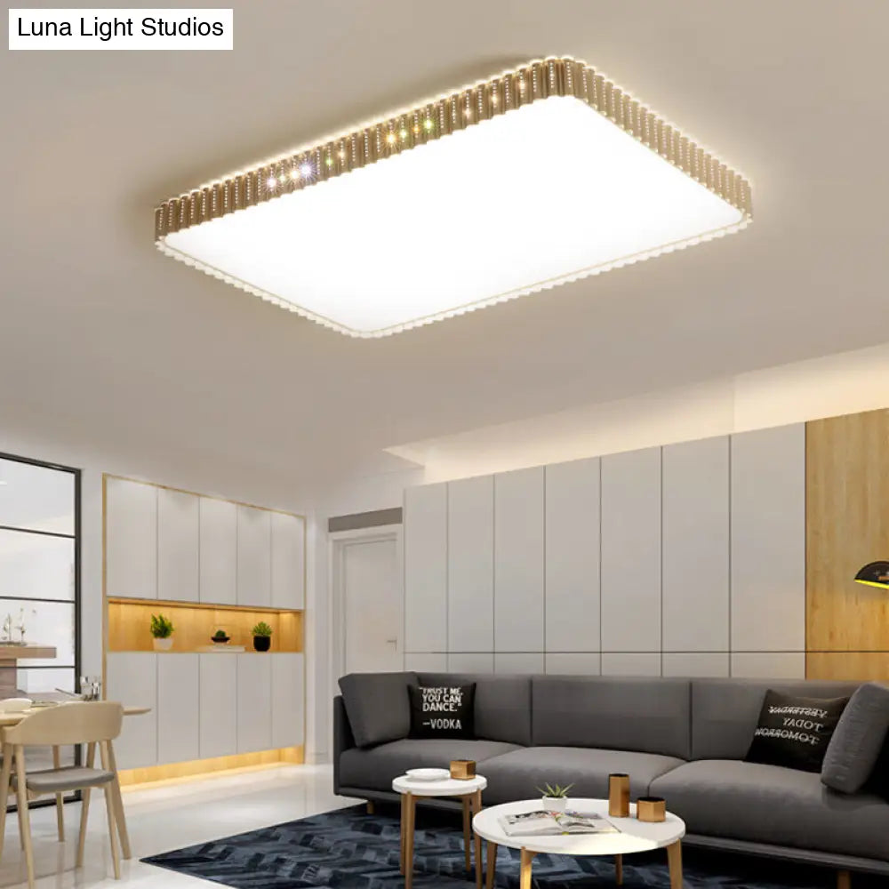 Lámpara de techo LED contemporánea empotrada DecorBites™ - Lámpara rectangular blanca/dorada, pantalla acrílica, luz cálida/blanca, 48/95 cm de ancho