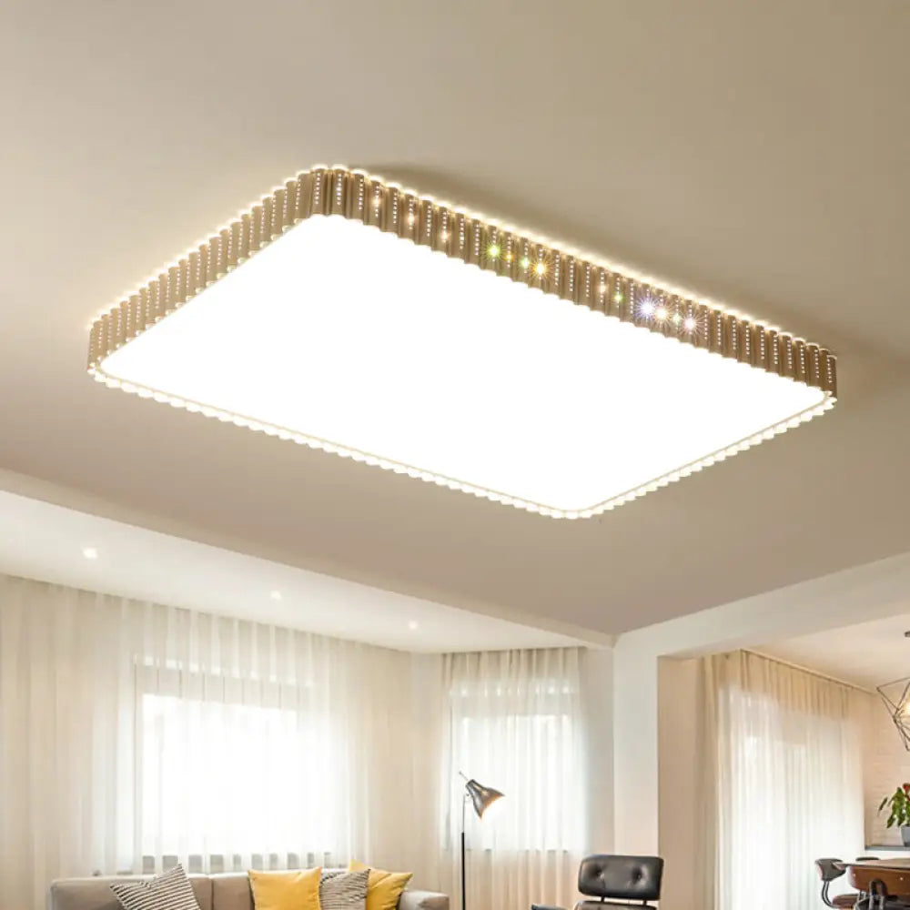 Lámpara de techo LED contemporánea empotrada DecorBites™ - Lámpara rectangular blanca/dorada, pantalla acrílica, luz cálida/blanca, 48/95 cm de ancho