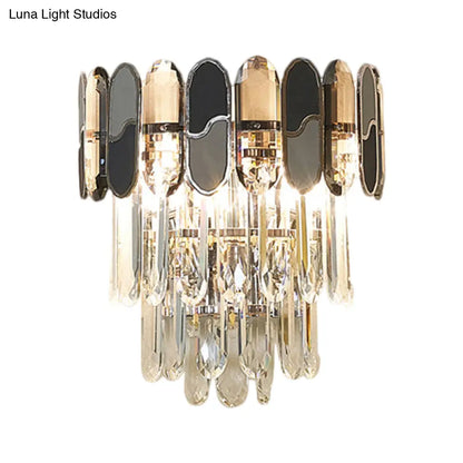 DecorBites™ DecorBites™ Contemporary Flush Wall Sconce with Clear Crystal Lamp and Black & Taupe Ornaments