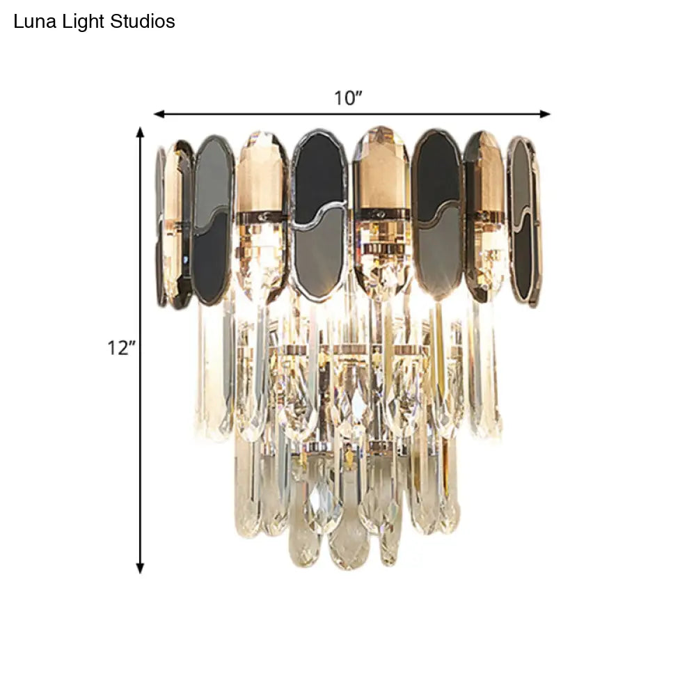 DecorBites™ DecorBites™ Contemporary Flush Wall Sconce with Clear Crystal Lamp and Black & Taupe Ornaments