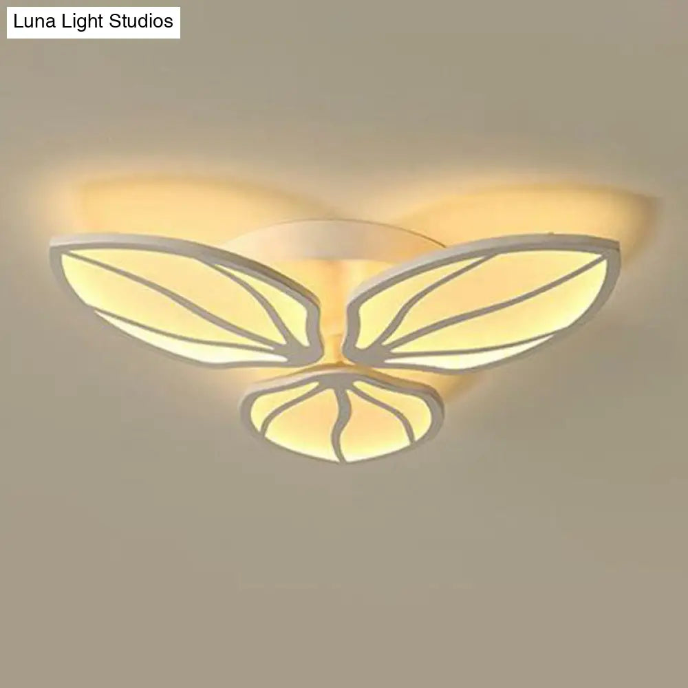 ديكوربايتس™ ديكوربايتس™ مصباح سقف LED أكريليك معاصر بأوراق الشجر لغرفة النوم - تركيب شبه مسطح باللون الأبيض