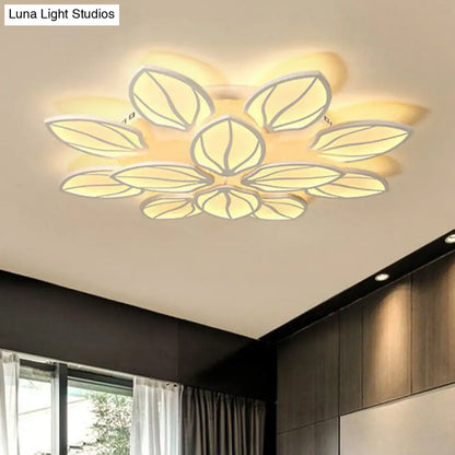 ديكوربايتس™ ديكوربايتس™ مصباح سقف LED أكريليك معاصر بأوراق الشجر لغرفة النوم - تركيب شبه مسطح باللون الأبيض