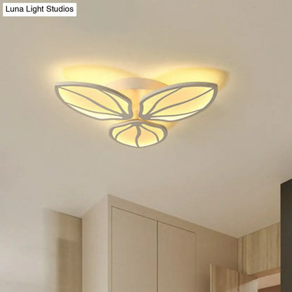 ديكوربايتس™ ديكوربايتس™ مصباح سقف LED أكريليك معاصر بأوراق الشجر لغرفة النوم - تركيب شبه مسطح باللون الأبيض