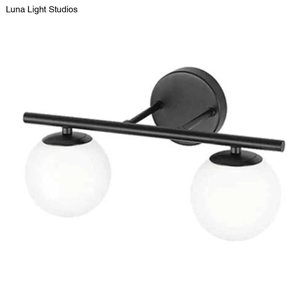 Contemporary Frosted Glass Ball Vanity Lamp with Metal Sconce for Bathrooms