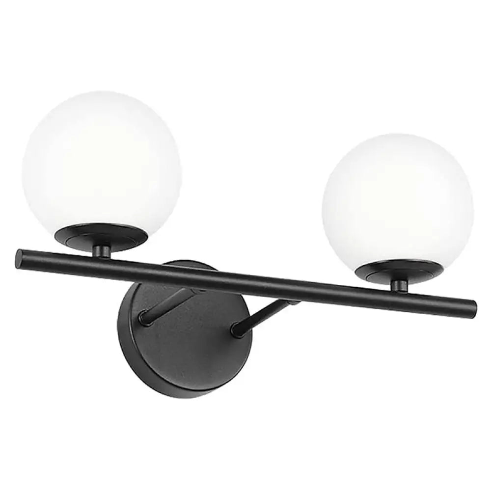 Contemporary Frosted Glass Ball Vanity Lamp with Metal Sconce for Bathrooms