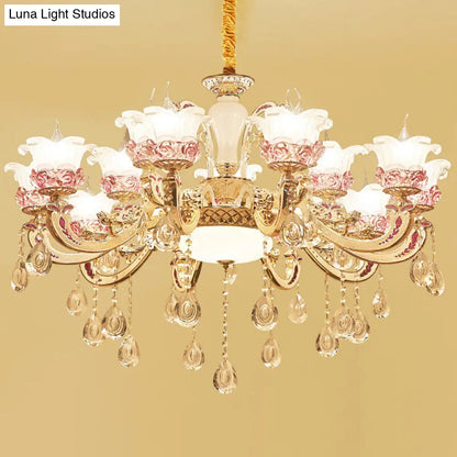 Contemporary Frosted Glass Chandelier with Crystal Accents - Perfect for Living Room Décor