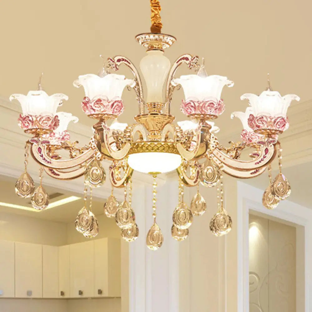 Contemporary Frosted Glass Chandelier with Crystal Accents - Perfect for Living Room Décor