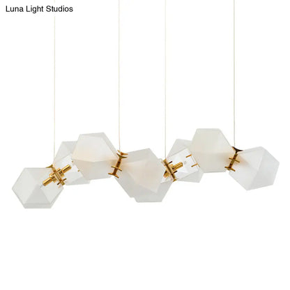 Lámpara de isla DecorBites™ contemporánea de cristal esmerilado con diseño de panal y soporte de techo de latón - Moderna de 2/4/8 luces para sala de estar