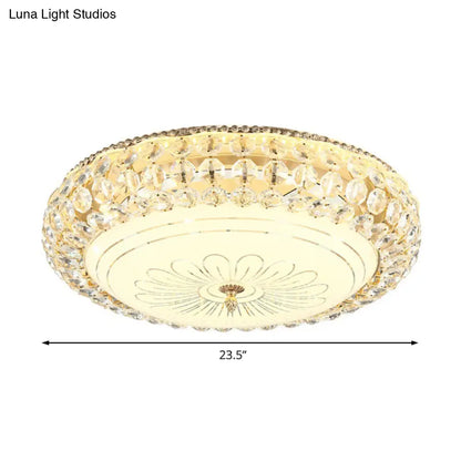 Lámpara de techo LED contemporánea DecorBites™ con cristal esmerilado y cristal K9 dorado - 30,5 cm/40,6 cm de ancho