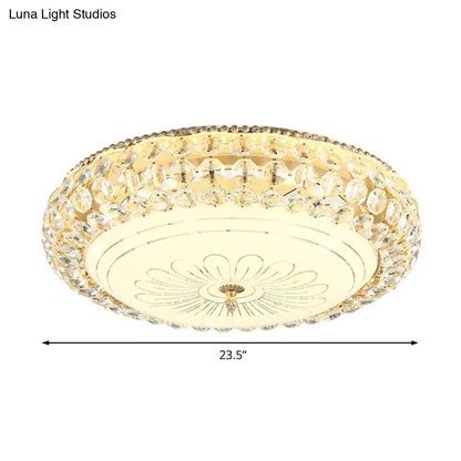 Lámpara de techo LED contemporánea DecorBites™ con cristal esmerilado y cristal K9 dorado - 30,5 cm/40,6 cm de ancho
