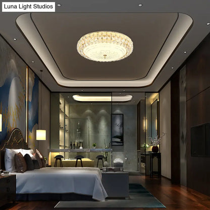 Lámpara de techo LED contemporánea DecorBites™ con cristal esmerilado y cristal K9 dorado - 30,5 cm/40,6 cm de ancho