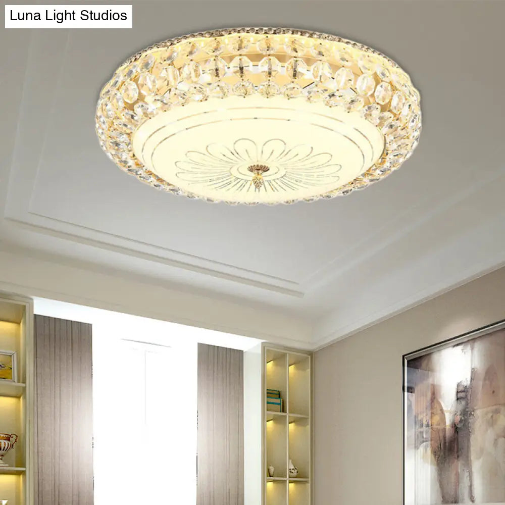 Lámpara de techo LED contemporánea DecorBites™ con cristal esmerilado y cristal K9 dorado - 30,5 cm/40,6 cm de ancho