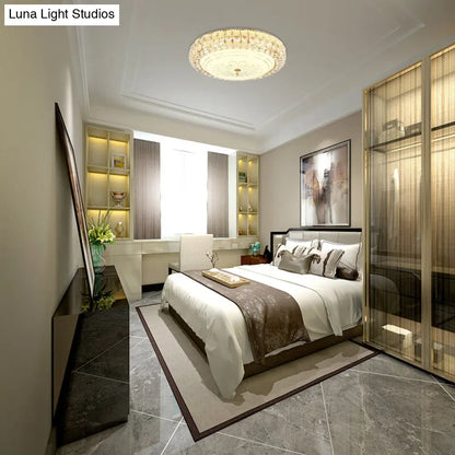 Lámpara de techo LED contemporánea DecorBites™ con cristal esmerilado y cristal K9 dorado - 30,5 cm/40,6 cm de ancho