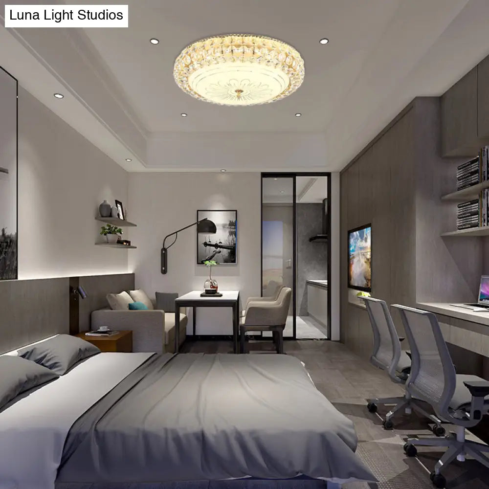 Lámpara de techo LED contemporánea DecorBites™ con cristal esmerilado y cristal K9 dorado - 30,5 cm/40,6 cm de ancho